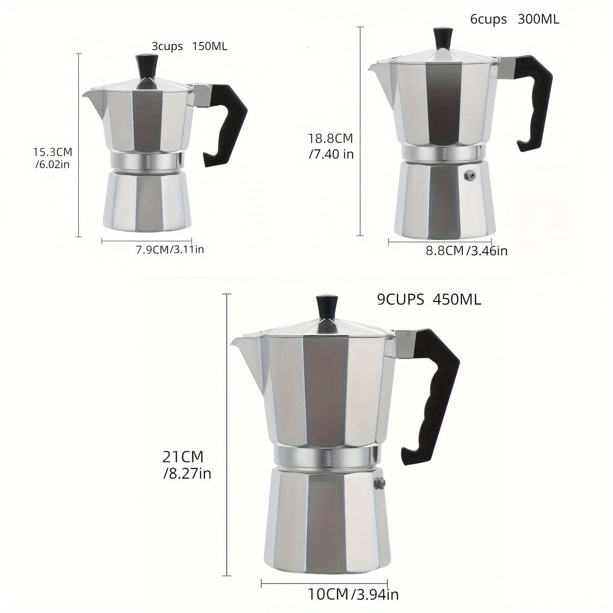 Traditional Italian Espresso Maker Aluminum Coffee Pot for Manual Brewing and Mochas