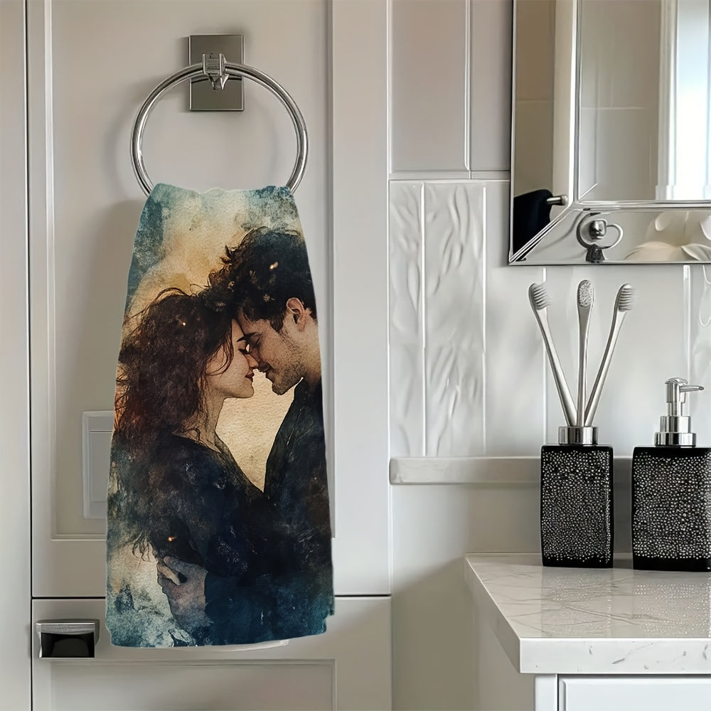 2pcs Romantic Watercolor Kitchen Towels Absorbent Dish Hand Towels