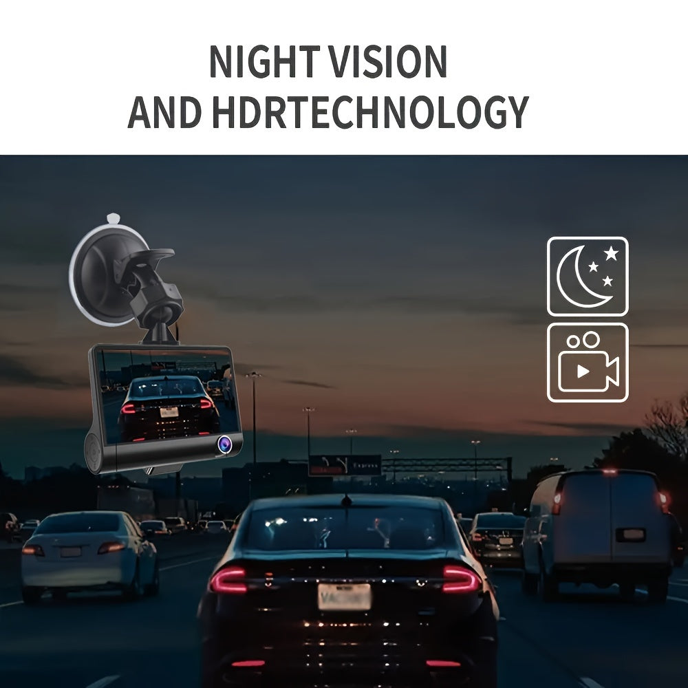 4-дюйковая HD-камера для автомобиля с передней, задней и внутренней камерами, 1080P Full HD, память 64 ГБ