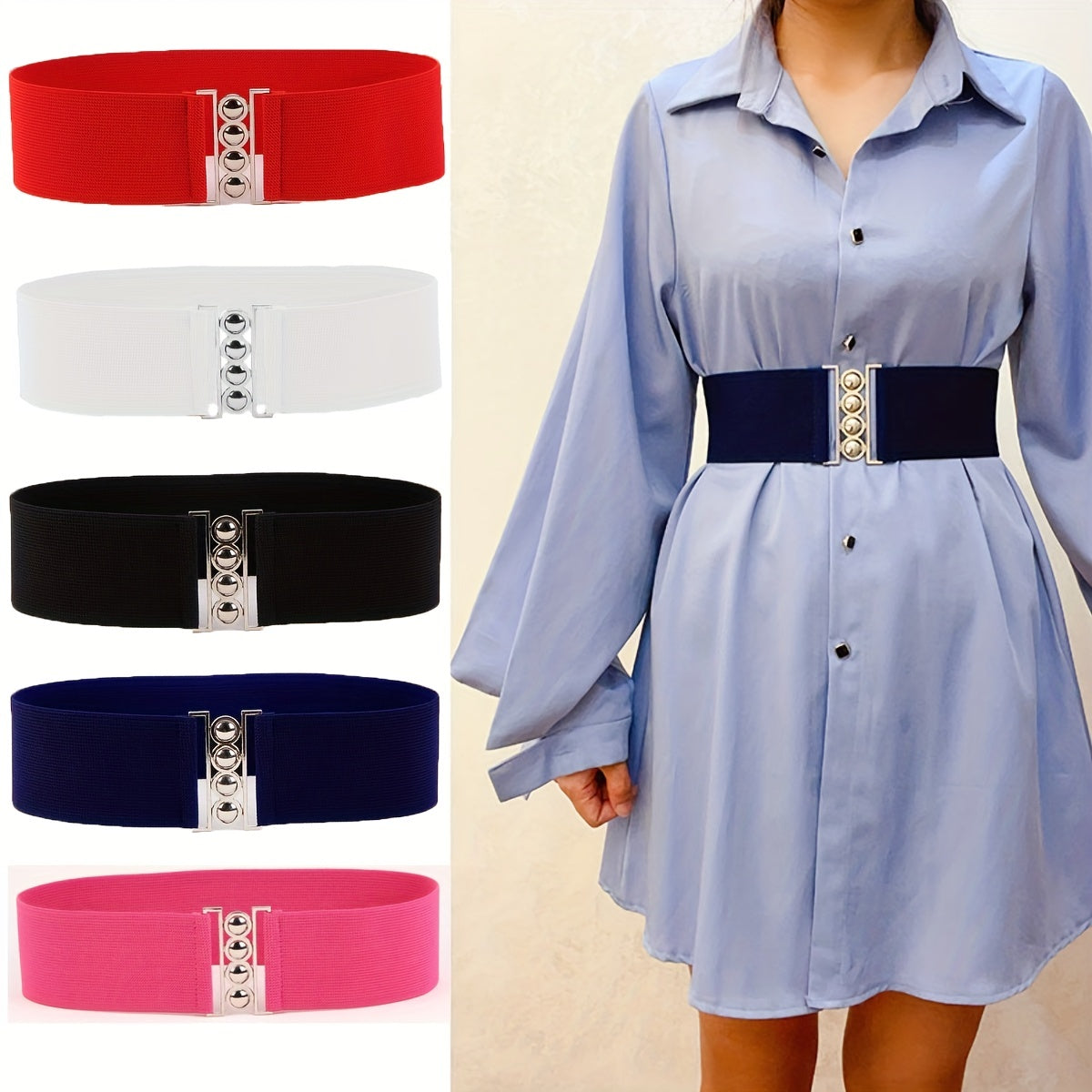 Женский широкий эластичный пояс для платья, костюма или пальто, однотонный, повседневный пояс для талии