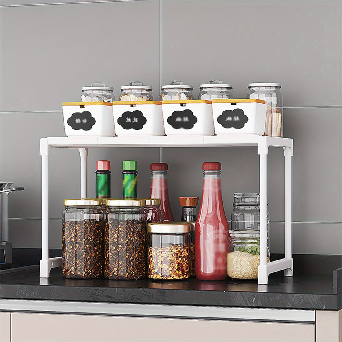 Ko'p qatlamli moslashuvchan oshxona tashkilotchisi - uy va restoran sharoitida mikroto'lqinli pech, pech va ziravorlarni saqlash uchun ideal