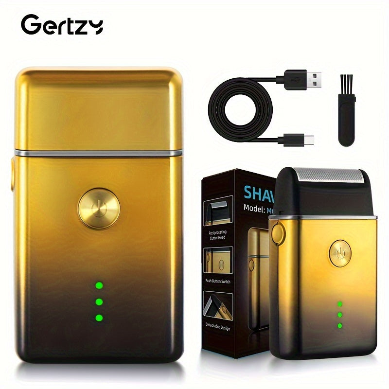 Afeitadora eléctrica recargable por USB para hombres con cuchilla de acero inoxidable desmontable para hogar y viajes