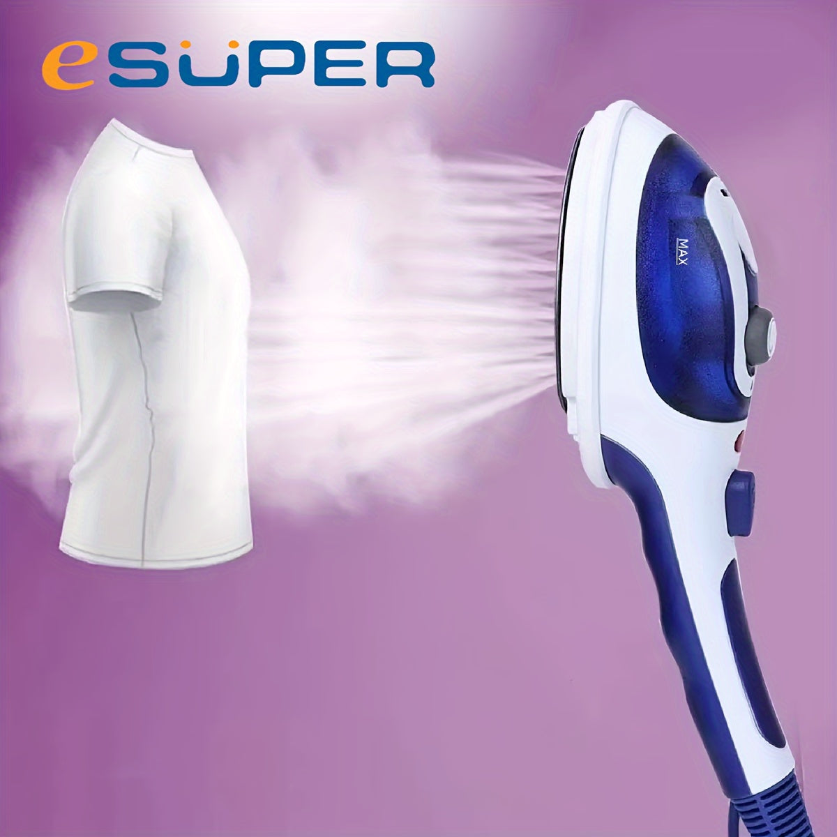 2-in-1 Handheld Garment Steamer Adjustable Temperature Blue White Portable High-Pressure