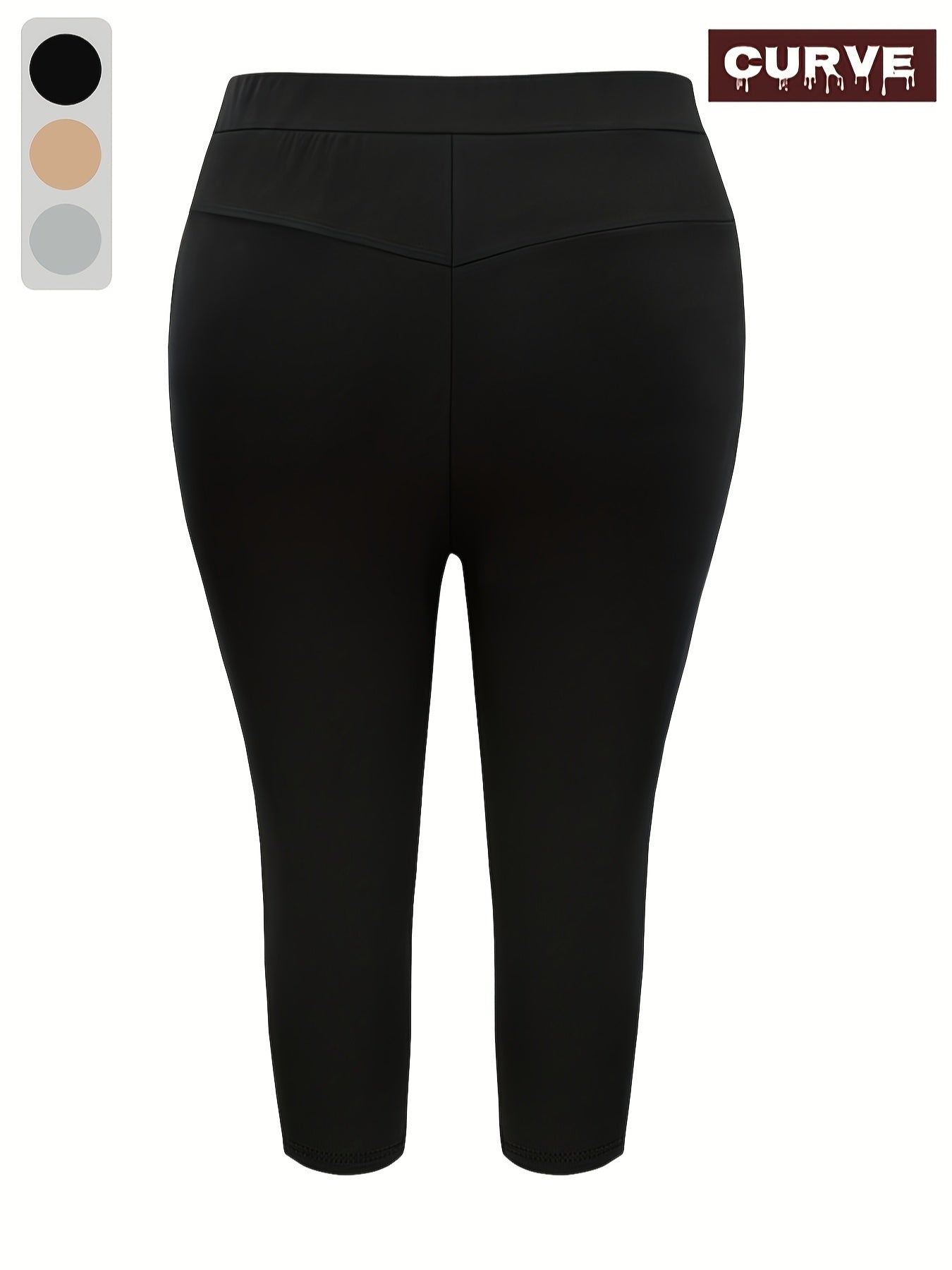 Women's Stretchy Capri Pants with Drawstring Waist Black Cropped Trousers