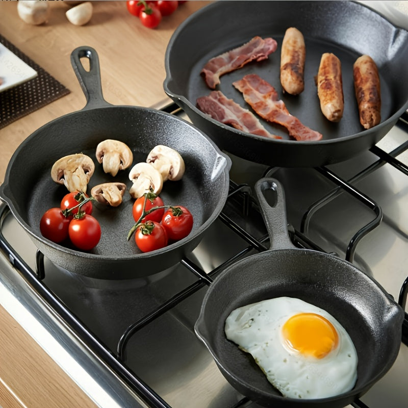 Cast Iron Skillet Set Non-Stick Oven Safe Durable for Home Cooking