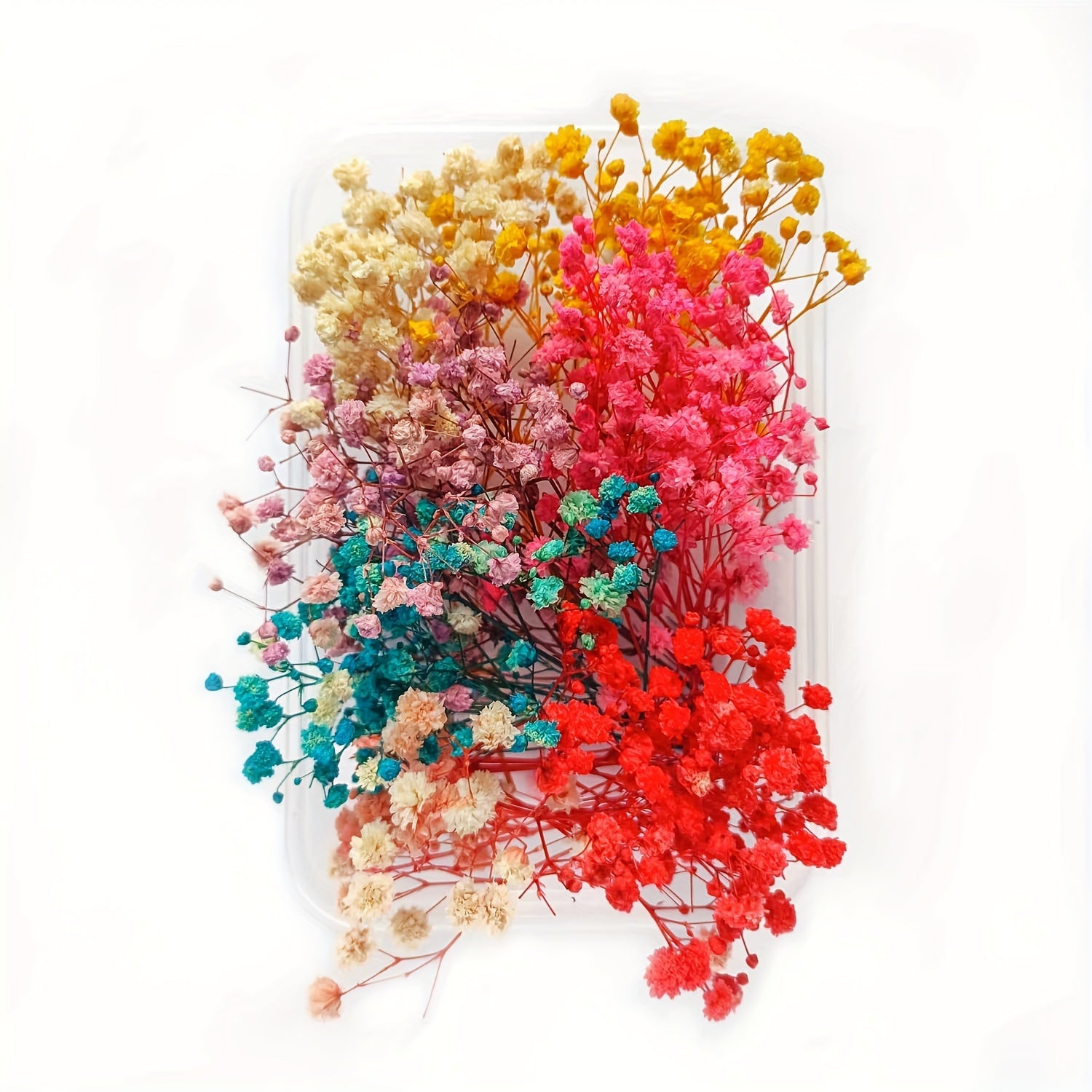 Коробка из 30 сохранившихся цветов для DIY-проектов, включая рамку для фотографий, плавающие цветочные материалы, свечи и тисненые цветы.