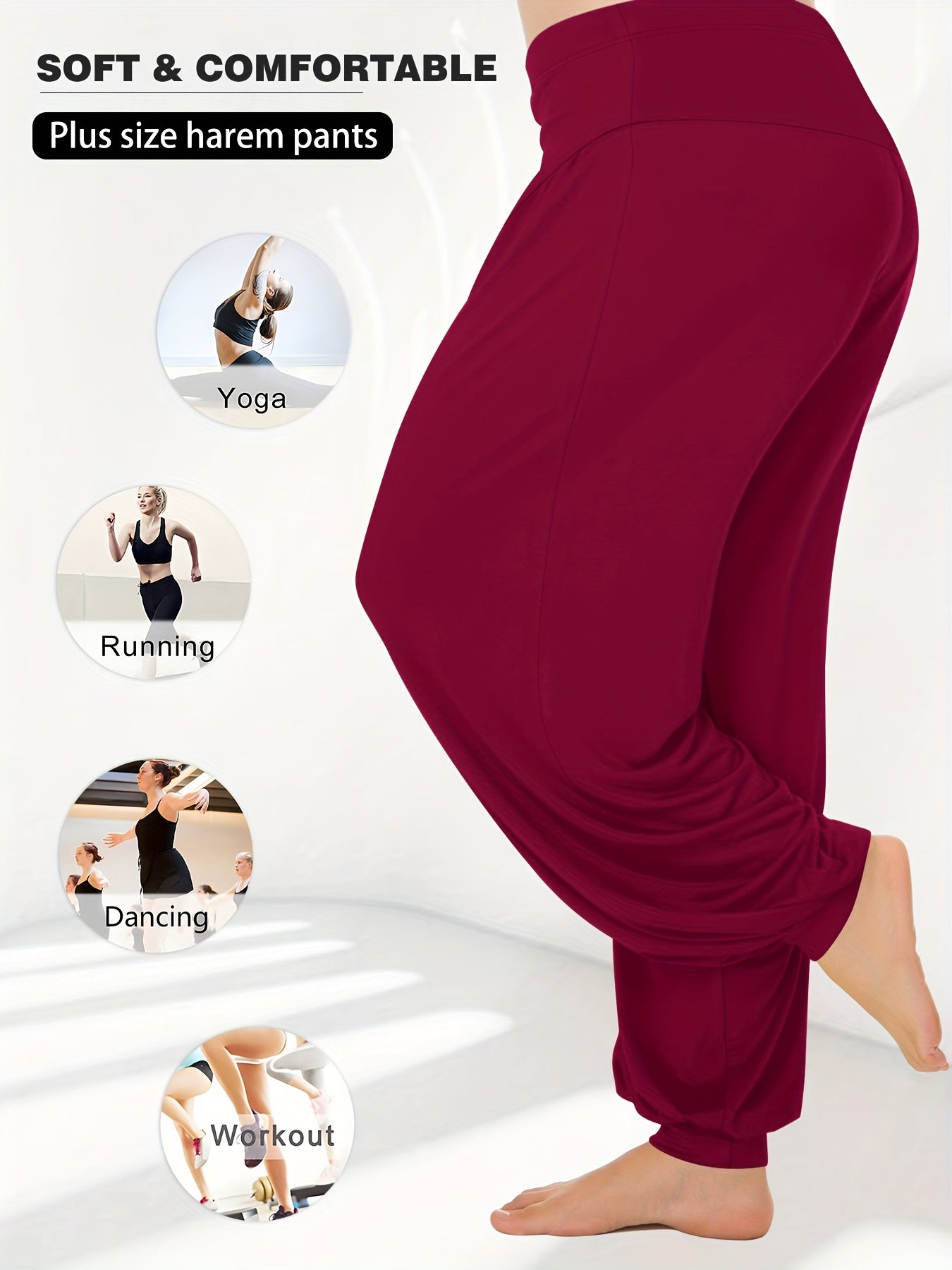 Plus Size High Waist Lantern Pants Stretchy Wide Leg Spring Summer Fall