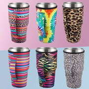 Reusable Neoprene Coffee Sleeve for Cold Beverages Leopard Print Insulated Cup Holder