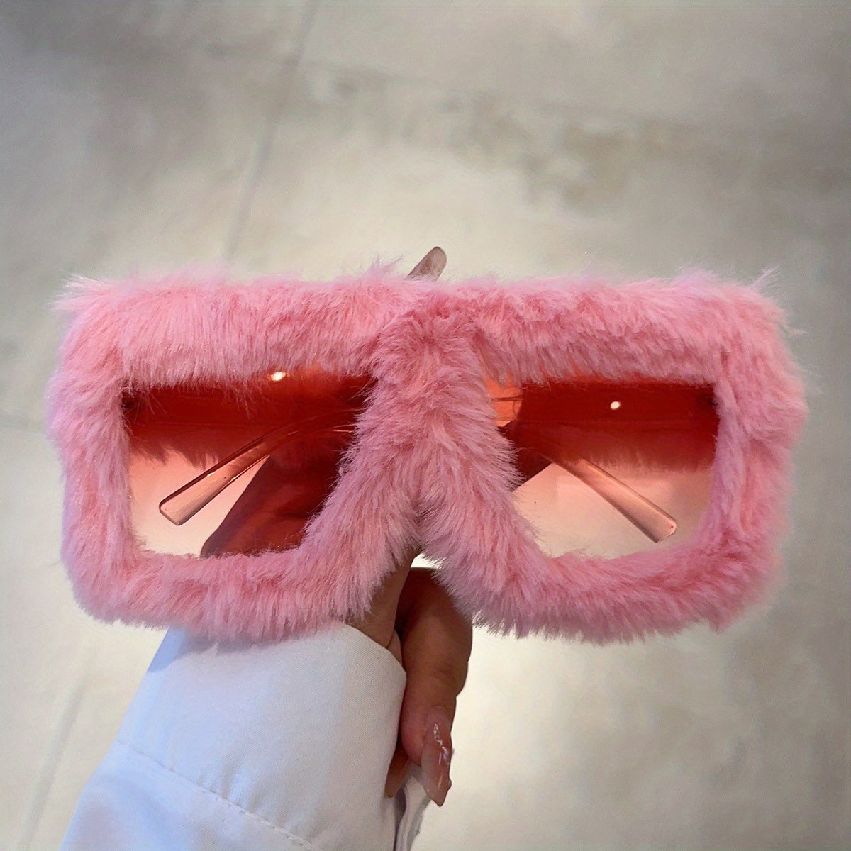Unisex Fuzzy Plush Gradient Y2K Oversized Glasses for Beach and Party