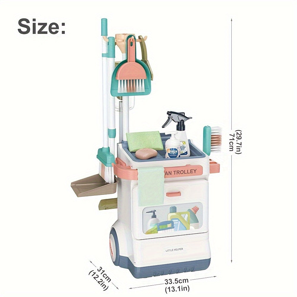 Children's Cleaning Play Set with Vacuum Cleaner and 20 Housekeeping Toys for Kids Age 3+