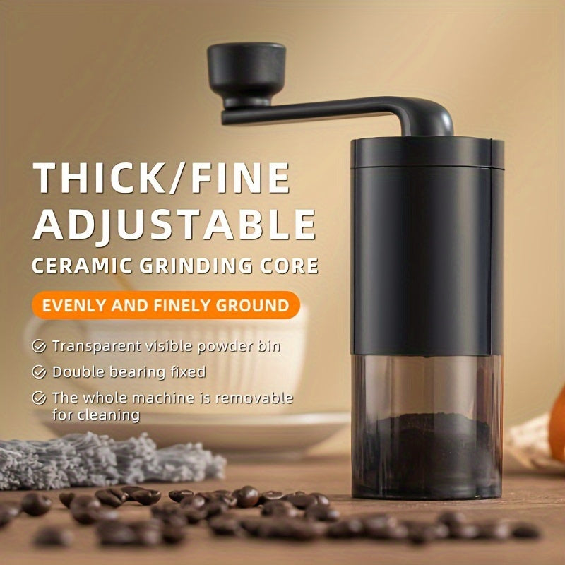 Portable Manual Coffee Grinder with Adjustable Ceramic Burrs for Travel Camping