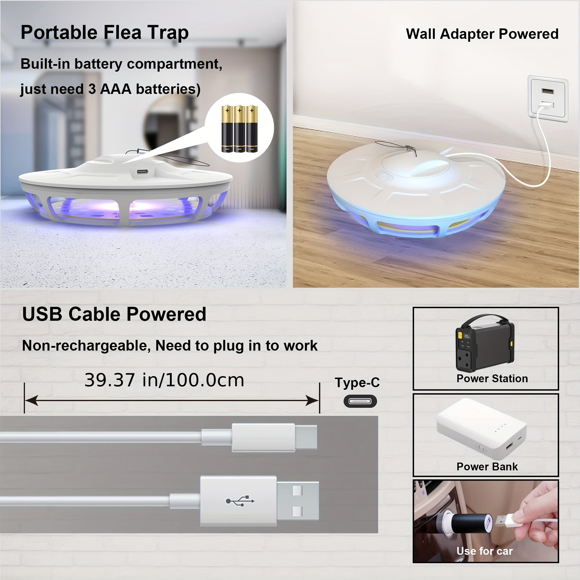 Indoor Flea Trap Light UV LED Flea Killer for Home Infestation