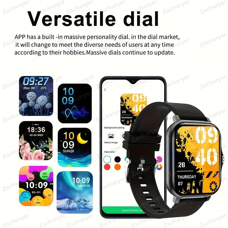 Unisex Smart Watch 1.69 Inch Touch Screen Fitness Tracker Wireless Call Compatible with Android and iOS