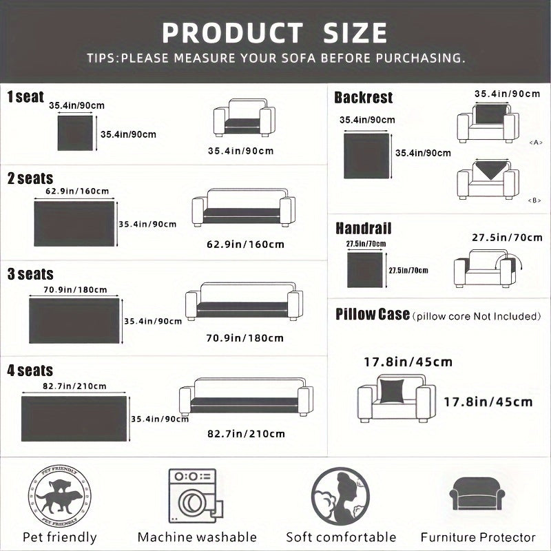 Пушистый чехол для дивана, подходящий для 1-4 человек, устойчивый к пятнам и моющийся в машине
