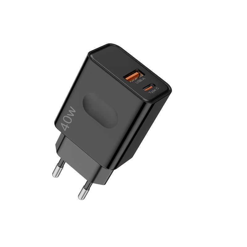 40W Dual Port USB Wall Charger with QC 3.0 European Plug Fast Charging for iPhone Samsung Xiaomi Oppo Vivo
