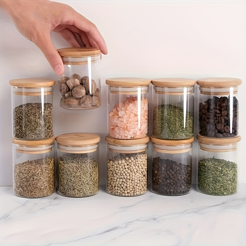 12-Piece Glass Storage Jars with Bamboo Lids Airtight Reusable Kitchen Organizer
