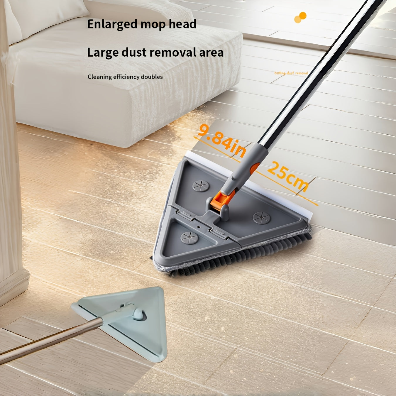 Multi-Functional Triangle Mop for Walls and Ceilings, Adjustable, Collapsible, 4 Washable Microfiber Pads