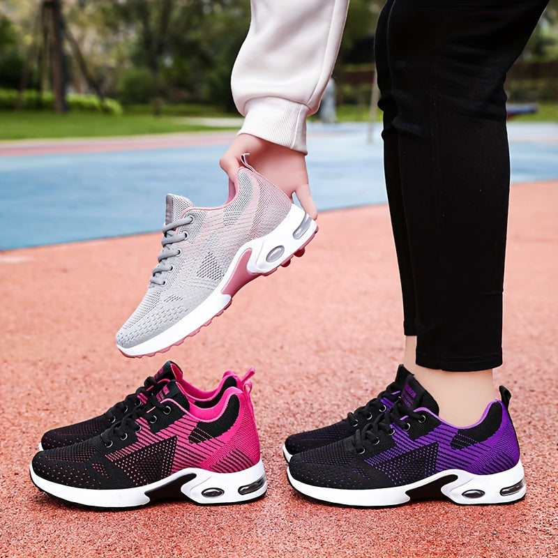 Zapatillas casuales de colorblock para mujer con cordones, ligeras, para caminar, talla grande