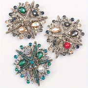 Ocean-Themed Starfish Rhinestone Brooch Pin with Faux Pearl Details for Women