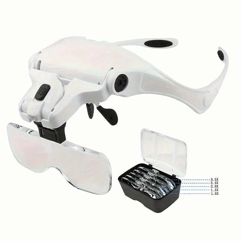 Adjustable Head-Mounted Reading Magnifier 1.0x to 3.5x Zoom Office Use