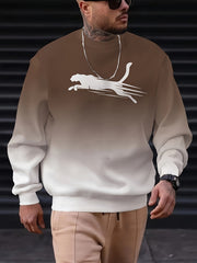Men's Gradient Crew Neck Sweatshirt with Cartoon Print Polyester Spandex Regular Fit Casual Sports