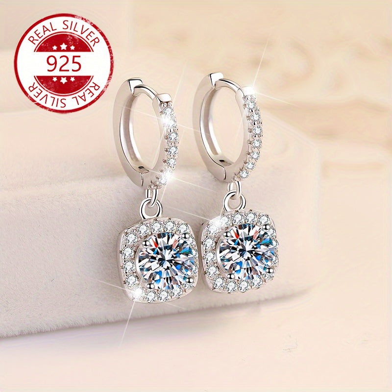 Stilistik 925 Sterling Silver Geometric Tassel Pendant Earrings, Nozik Eshiklar uchun Kvadrat Tashlash Eshiklar, Har kuni kiyish va Güllar Bayrami, Tug'ilgan Kunlar yoki Maxsus Tadbirlar uchun Ideal, Oddiy ammo Hashamatli Dizayn, Quloq Piercinglari va