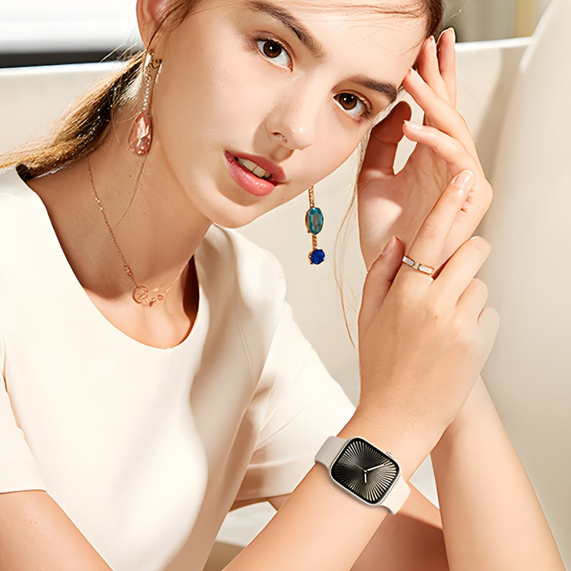 Waterproof Silicone Sport Watch Band with Floral Design for Apple Watch 38mm-49mm