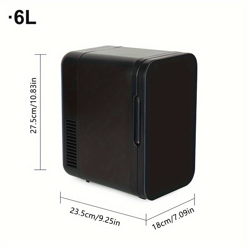 Mini Fridge Portable Glass Door 6L Cooling Heating Compact Refrigerator