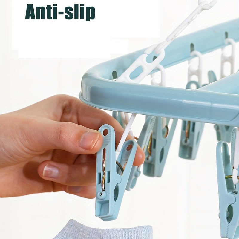 32 Clips Folding Drying Rack for Baby Toddler Accessories and Towels