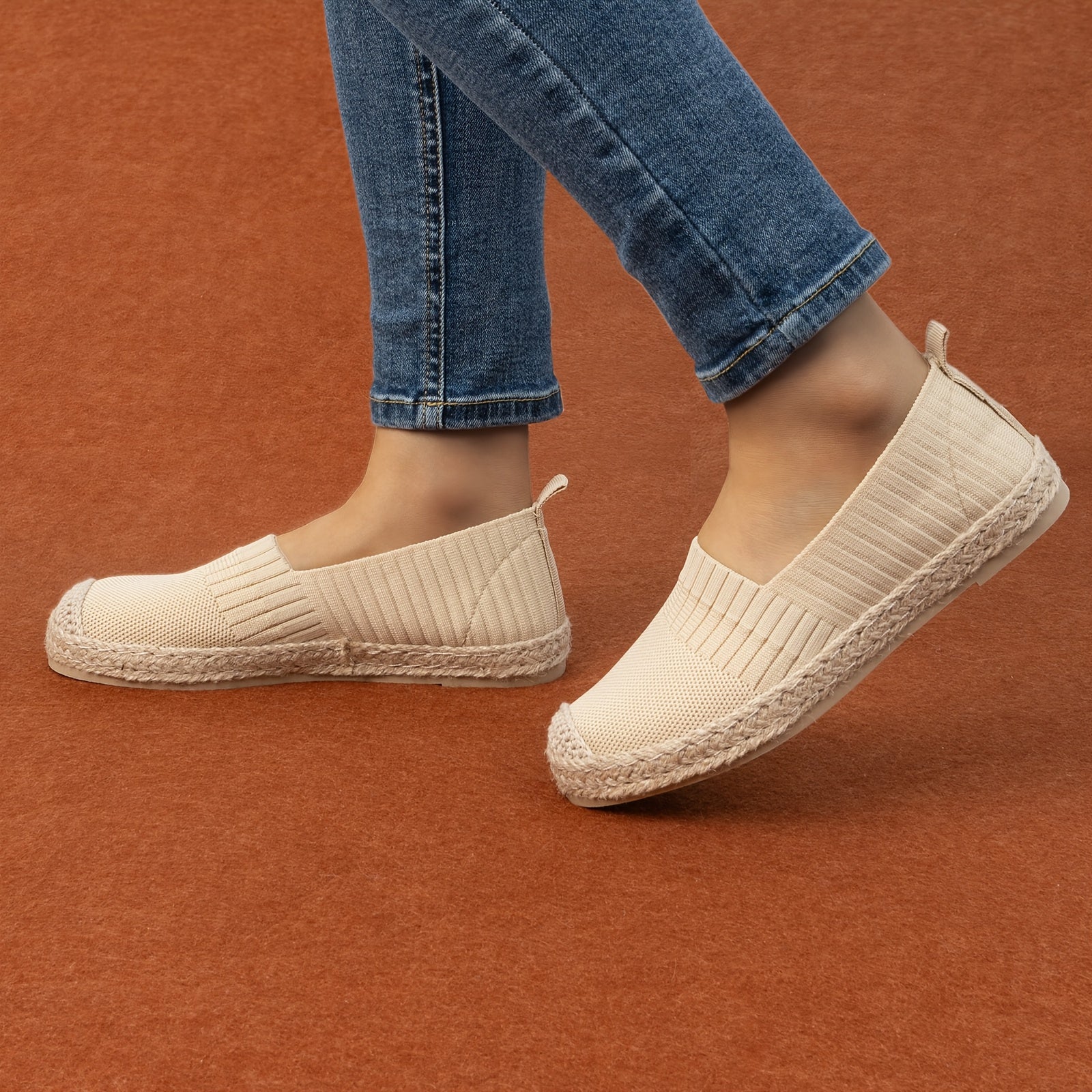 Women’s Linen Flats Breathable Knit Mary Jane Shoes for Travel and Everyday