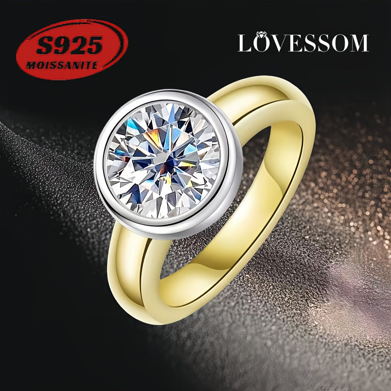 Кольцо из стерлингового серебра с моссанитом 3 карата, винтажный дизайн с волнами, унисекс, позолота