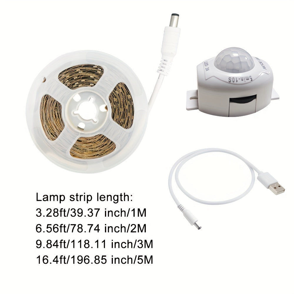 1 ta rolik LED chiroq lentasi, tanaga sensor bilan, 99.97 sm dan 5.0 m gacha uzunlikda, zinapoyalar, koridorlar, oynalar, shkaflar va yotoqxonalarda foydalanish uchun ideal.