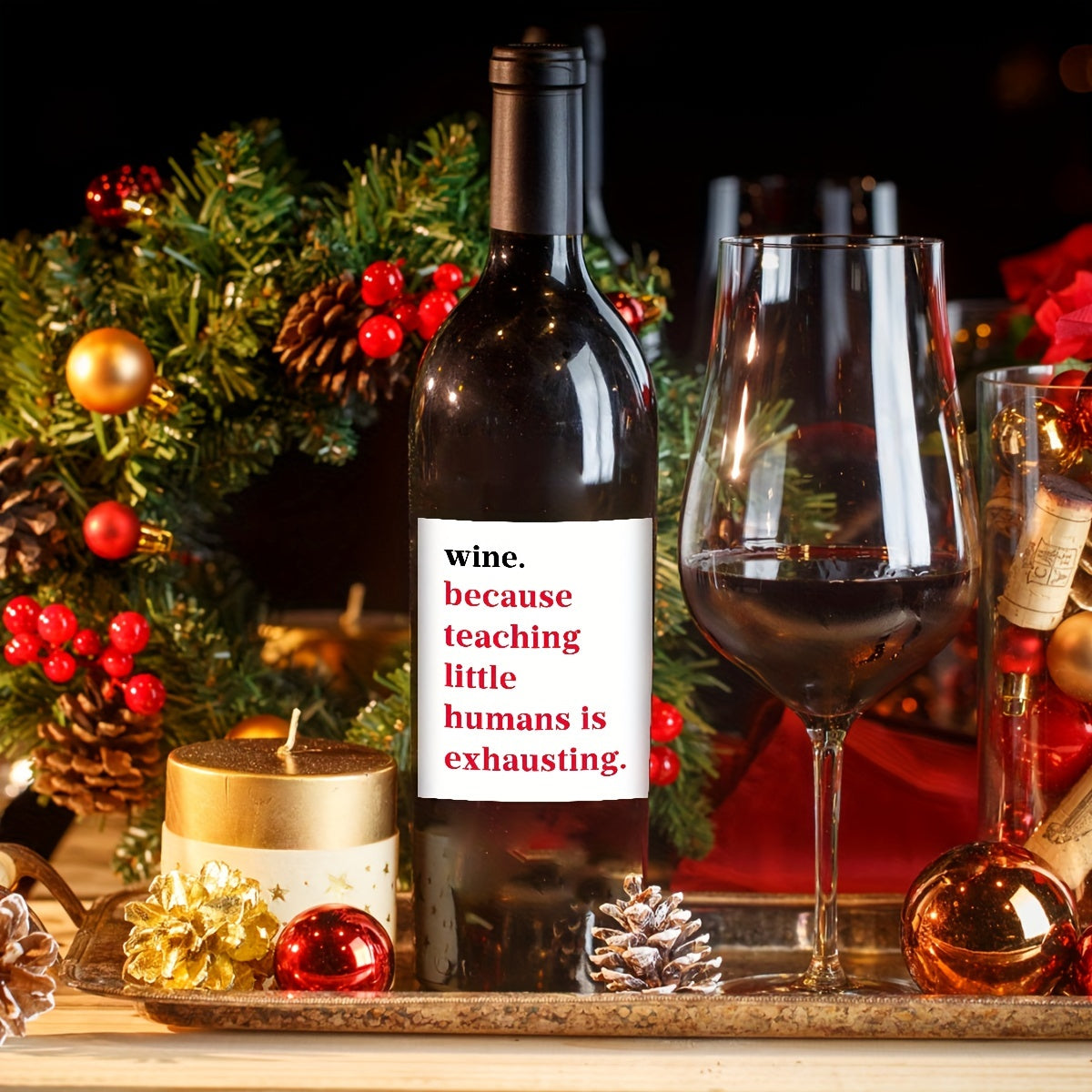 Set of 4 Thank You Wine Stickers for Teachers Teacher Appreciation Christmas Gifts