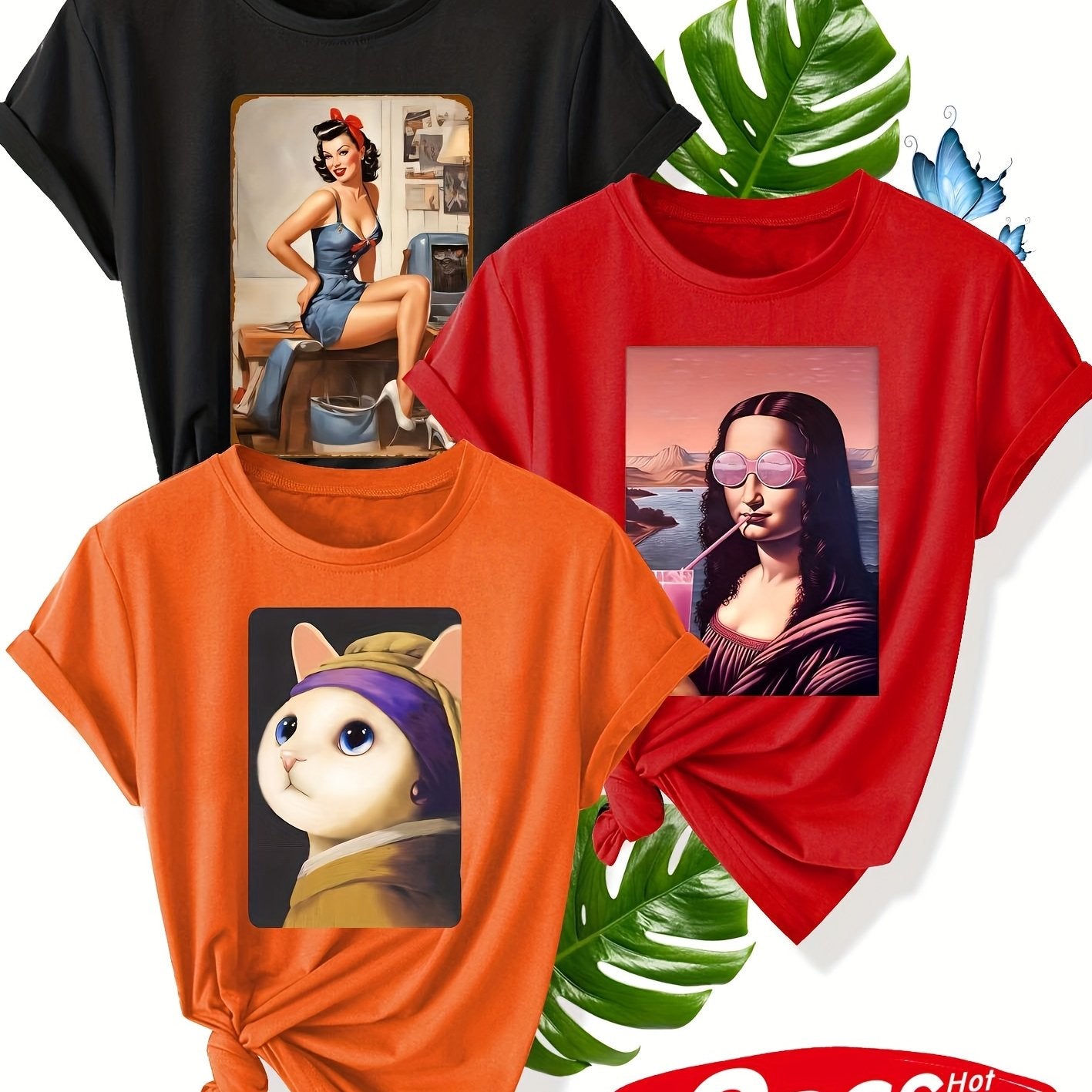 Women's Casual Tshirt Set Shortsleeve Vintage Style Summer Sporty Lightweight