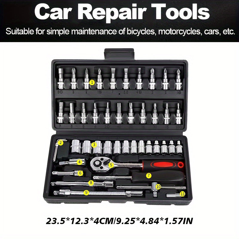 Automotive Repair Tools Set With Ratchet and Screwdrivers for Cars and Motorcycles