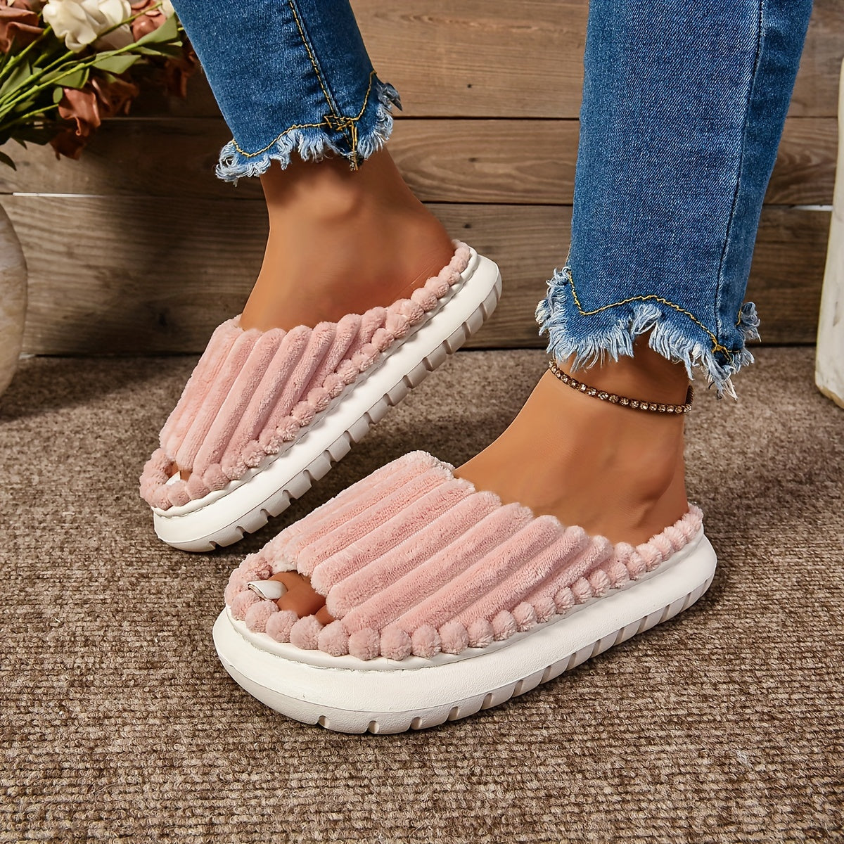 Women's Cozy EVA Thick Sole Slippers Non-Slip Casual House Slides