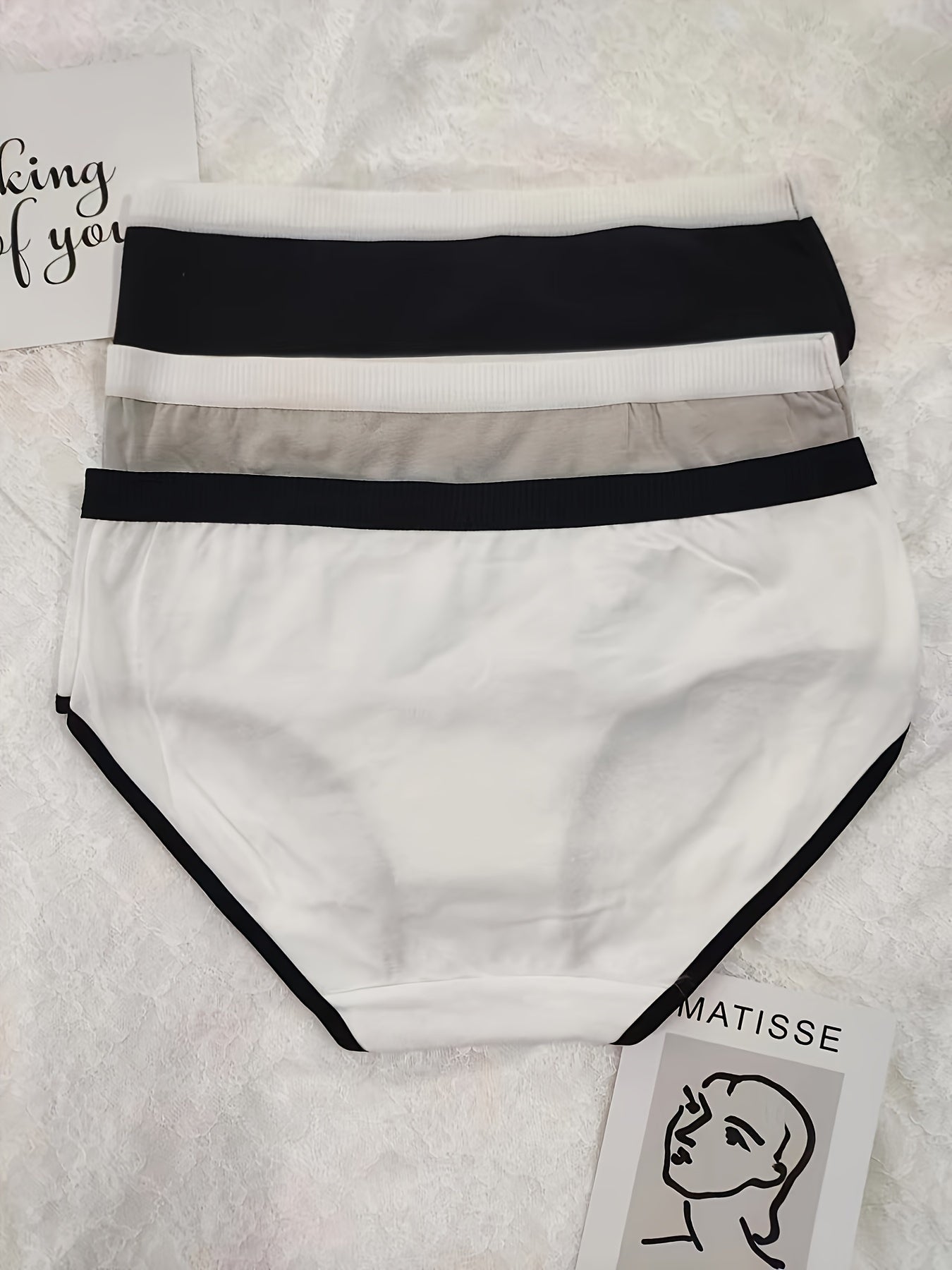 Women's Cotton Briefs 3-Pack Letter Graphic Breathable Comfortable Underwear