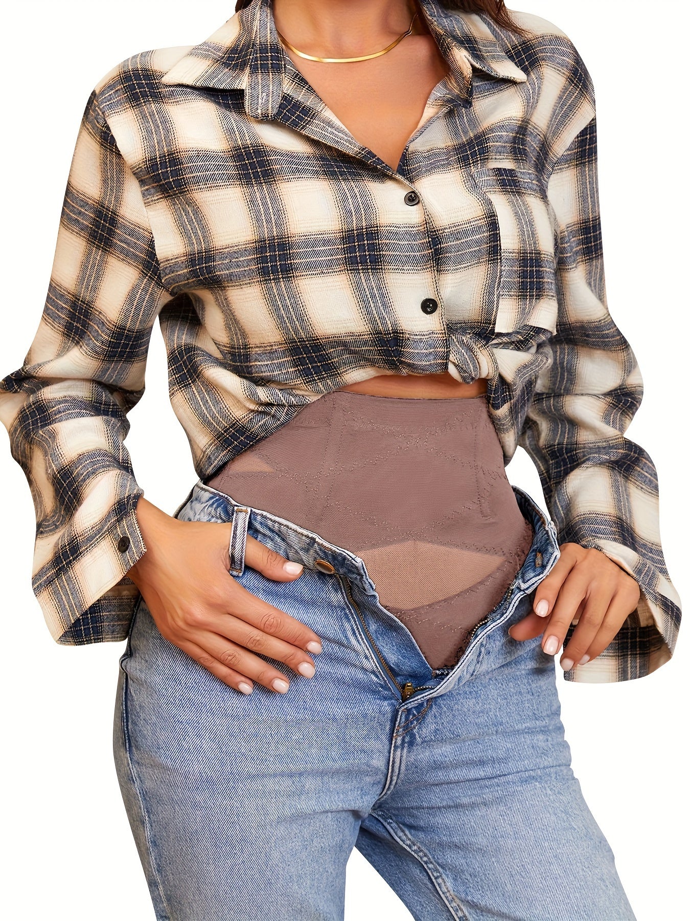 Pantalones moldeadores de cintura alta para mujer con diseño de encaje semi-transparente que levanta las glúteos para uso diario