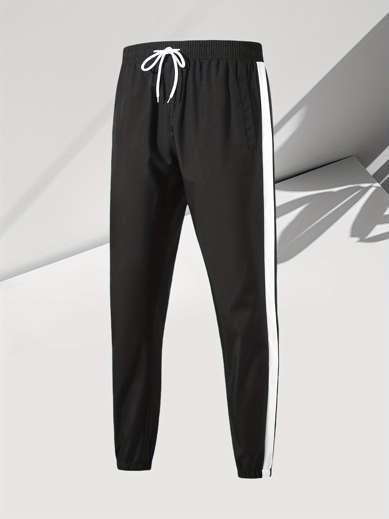 Мужской повседневный двухпредметный комплект из тканого материала, цветной блок, с капюшоном на молнии и штанами на шнурке