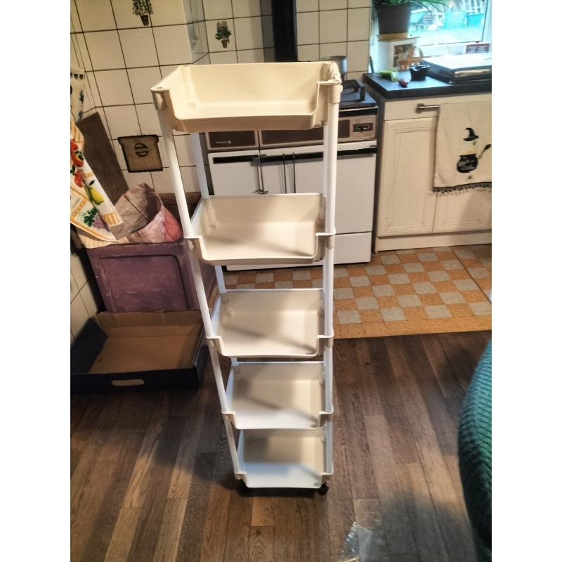 Carro de almacenamiento con 5 niveles y ruedas multifuncional con estantes ajustables para cocina, baño, dormitorio y oficina