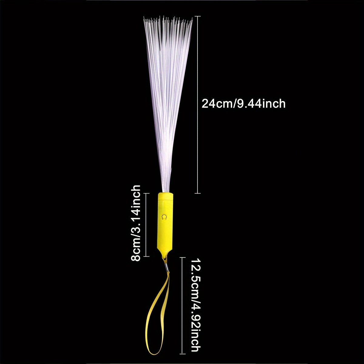Konsert partiyalari uchun rangli tutqichli oq LED chaqnash tolasi. Yorug'lik rangi tasodifiy.