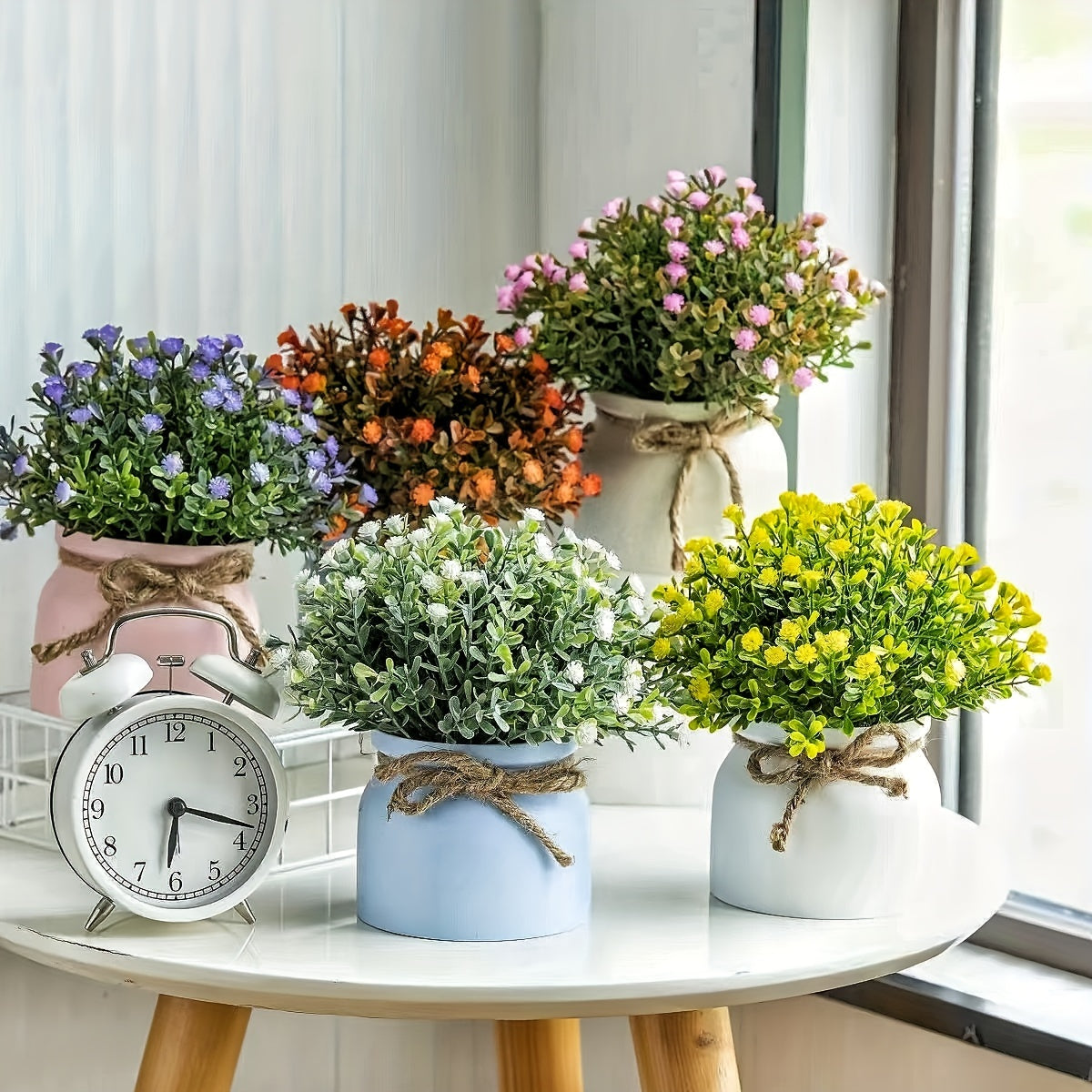 2 комплекта искусственных горшечных лаванды в макаронных горшках для внутреннего и наружного декора.