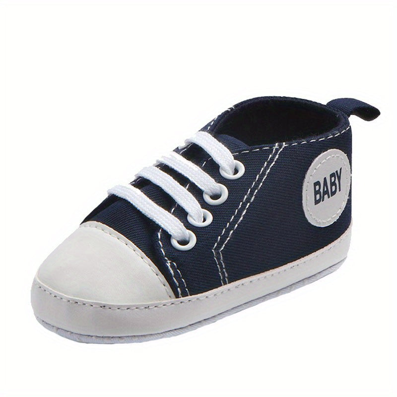 Baby Boys Canvas Sneakers Slip-On Red Fabric Indoor Outdoor Spring Fall