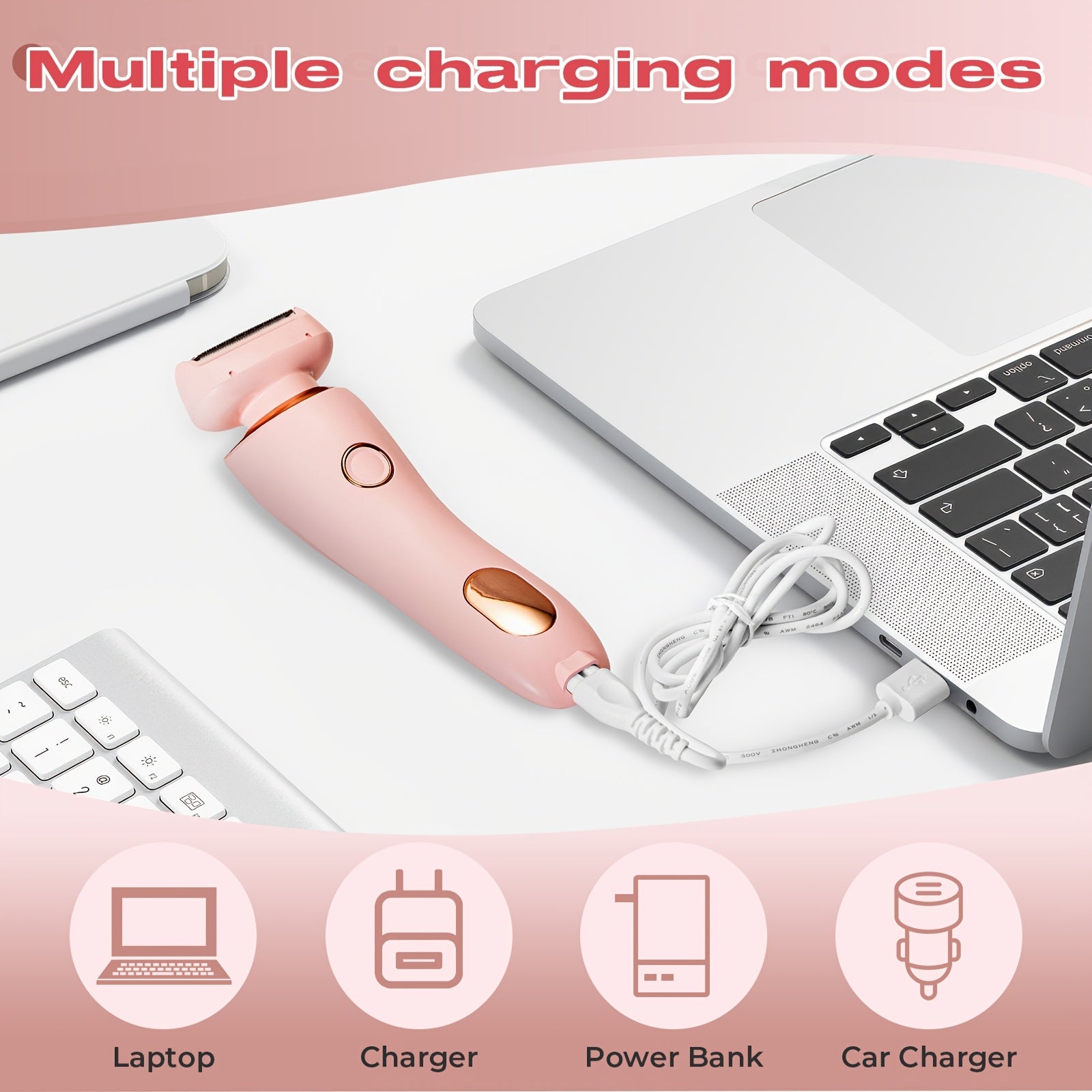 Afeitadora eléctrica de lámina para mujer, cuchilla de acero inoxidable, recargable por USB, uso húmedo y seco, batería de 800mAh