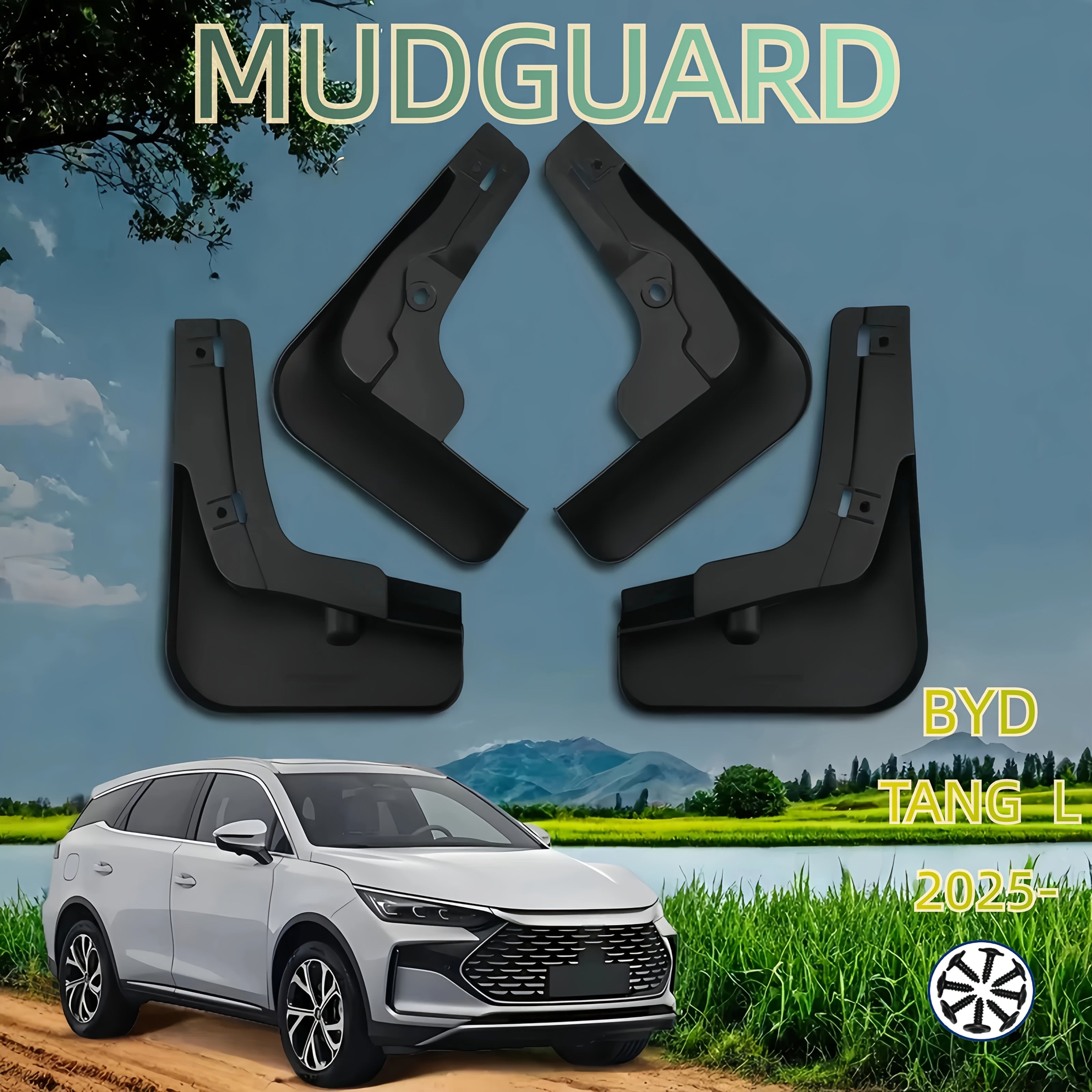 Pair Mudguards Plastic Front Rear Splash Guards Weather-Resistant Vehicle Safety