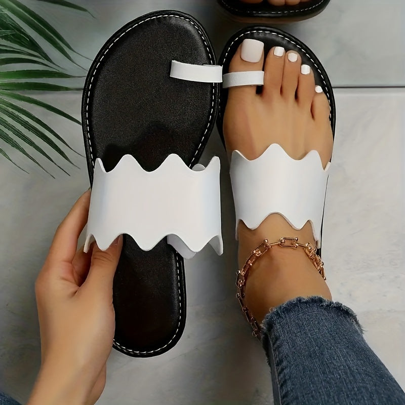 Женские легкие сандалии с петлей на пальце, открытые шлепанцы, летняя обувь