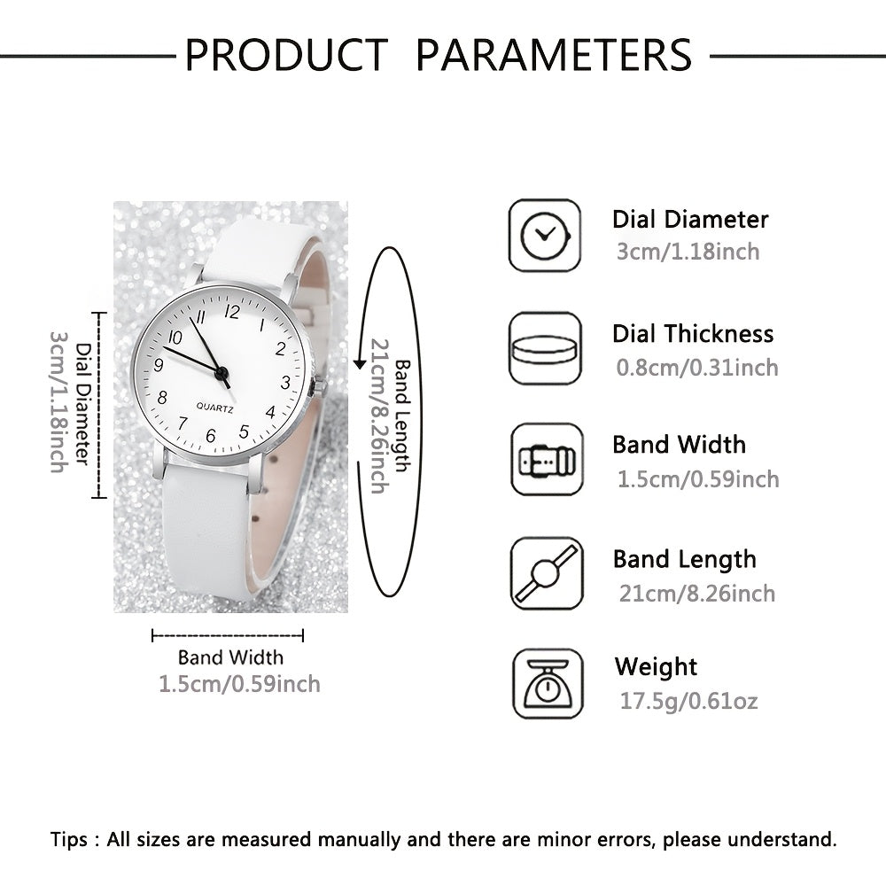 Set of 2 Women's Quartz Watches with PU Leather Straps and Zinc Alloy Dials