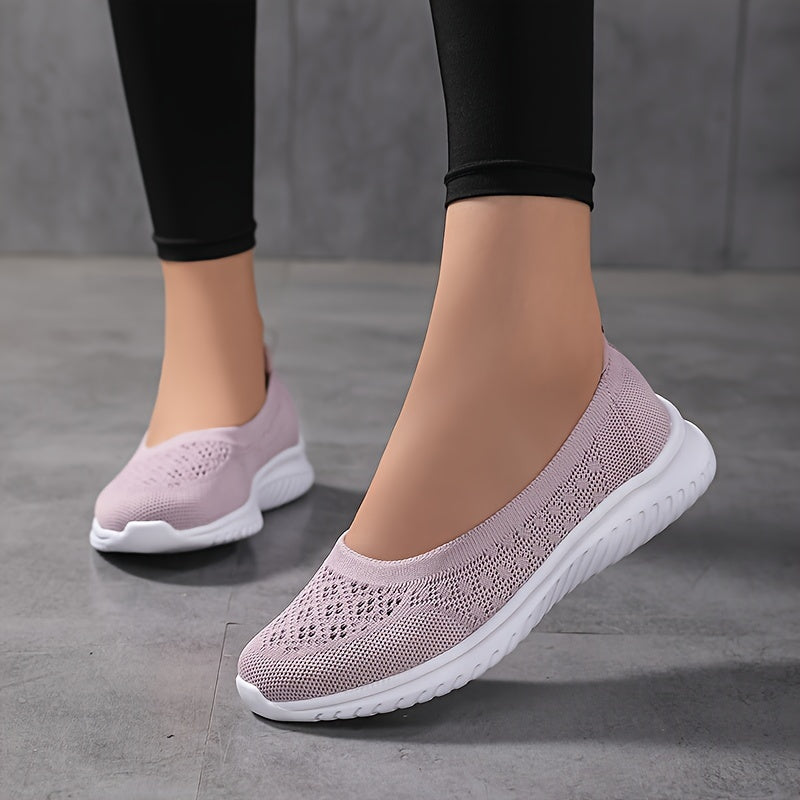 Women's Breathable Slip-On Sneakers Low Top Casual Fabric Solid Color All-Season