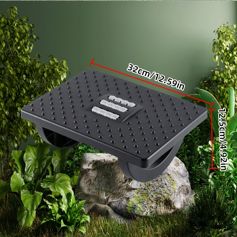 Ergonomic Office Footrest with Massage Rollers, Adjustable, Anti-Tilt, Durable Plastic