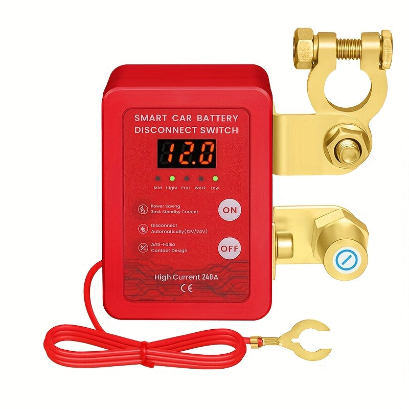 Interruptor inteligente de desconexión de batería de 12V a distancia para coche y autocaravana con pantalla LED
